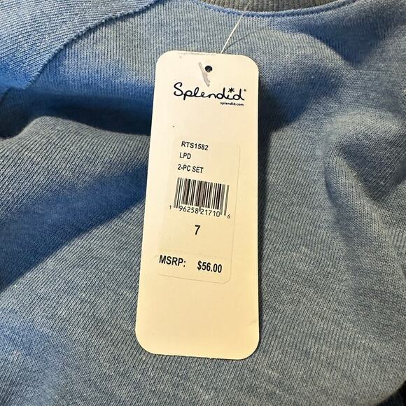 NWT Splendid 2pc Jogger Set Blue/Gray Lily Pad Kids 7 - Picture 8 of 9